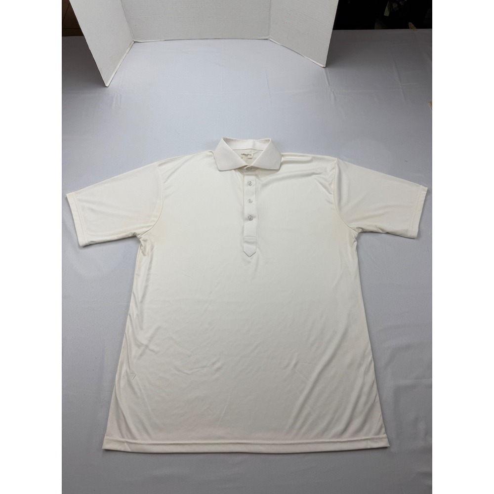 Collars & Co Dress Collar Polo Mens XL Cream White Short Sleeve Performance Shir